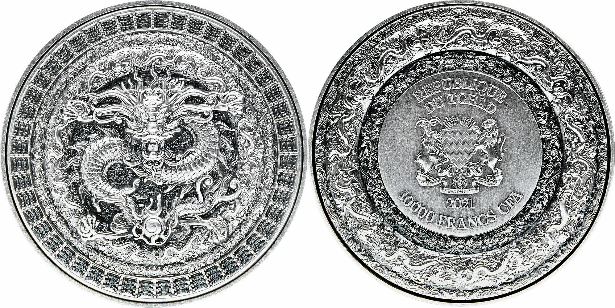 Серебряная монета 4. Forbidden Dragon 2 oz Silver Coin. Blackbeard bi Metal Reverse II 2 oz Silver Coin 10000 Francs Chad 2021. Серебренная унцовая монет. Монета серебро 2021.