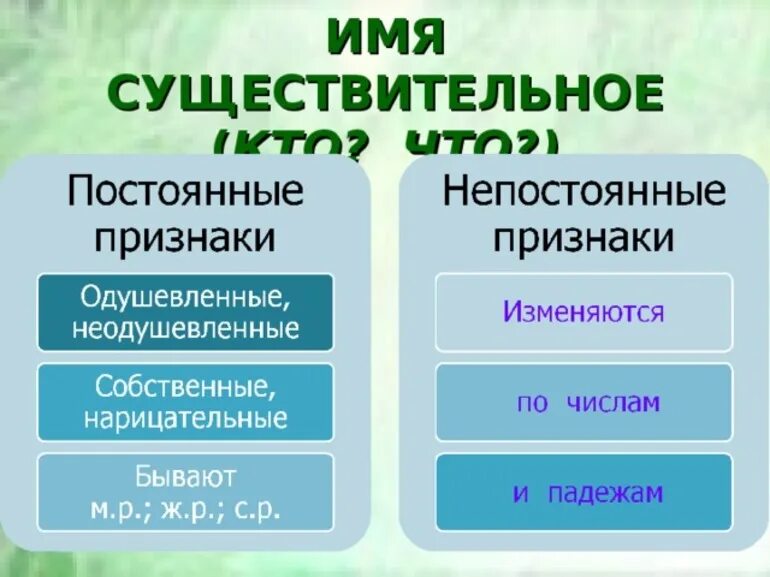 Думая постоянные признаки. Постоянные непостоянные морфологические признаки существительного. Постоянный признак существительного 3 класс. Постоянные морфологические признаки имён существительных. Непостоянные морфологические признаки существительных.