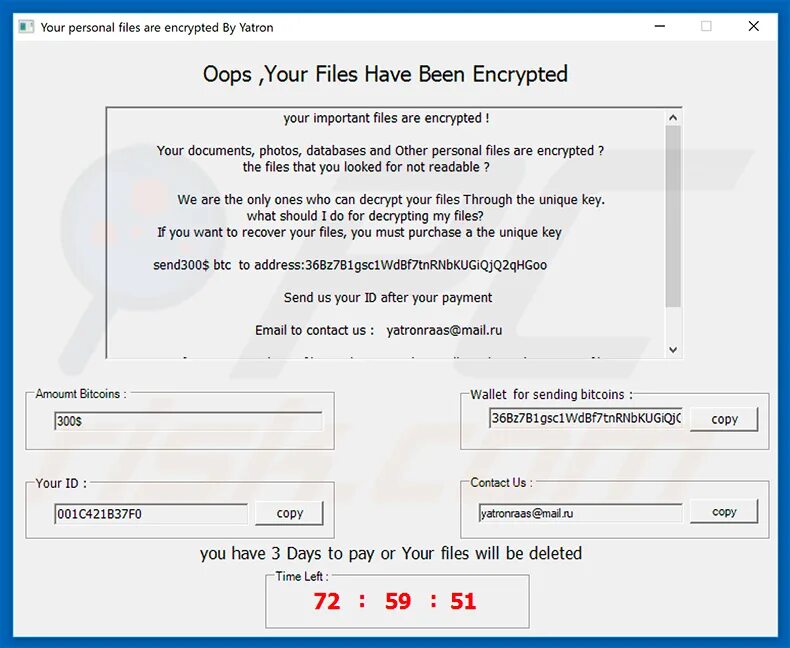 All your files have been encrypted