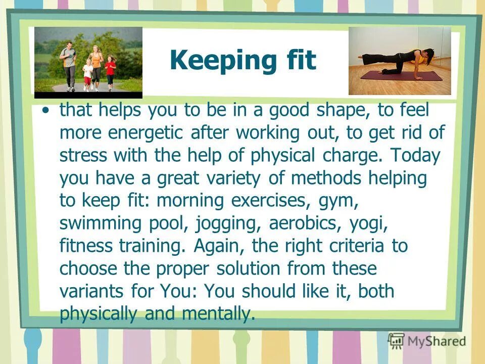Get keep fit. Keeping fit презентация. презентация по английскому языку на тему keep healthy. keeping fit упражнения. keeping fit топик.