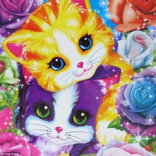 Lisa frank. Детские красочные картинки кошек. Lisa Frank Art. Lisa Frank картины.