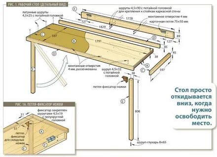 Размеры складного стола