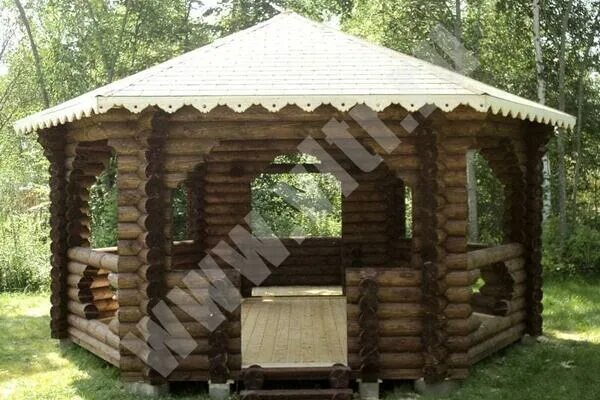 Беседки из круглого леса картинки и фото