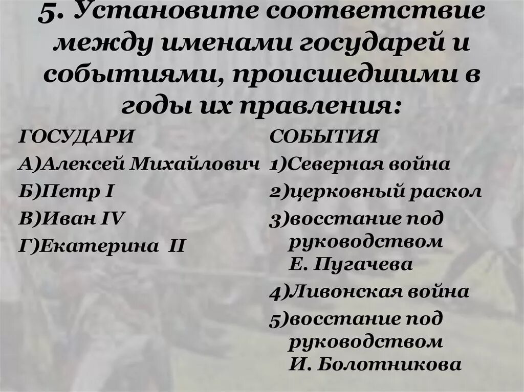 Установите соответствие между именами русских царей. Установите соответствие между именами именами годами правления Анны.