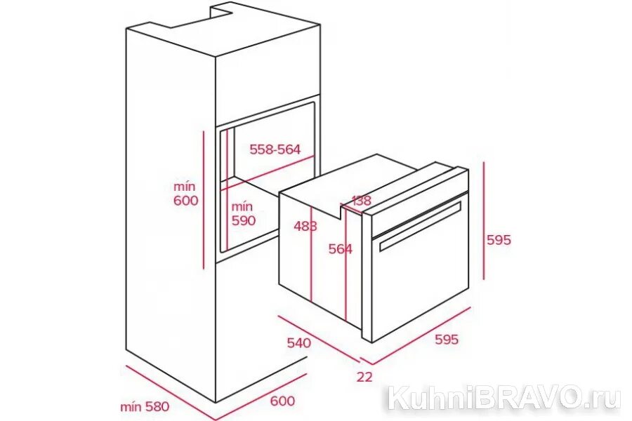 Каких размеров духовой шкаф. Габариты встраиваемого духового шкафа на 600. Схема встраивания духового шкафа на 600. Духовой шкаф электрический встраиваемый 600 схема встройки. Духовой шкаф Bosch serie | 6 hbg43t360r схема.