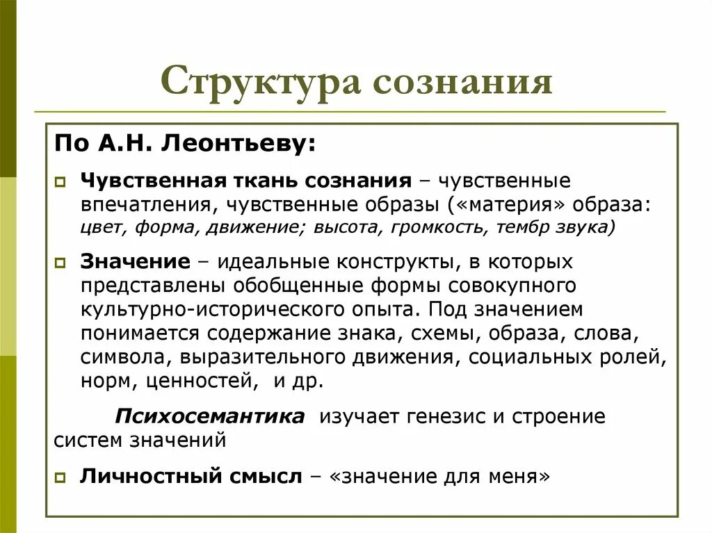 Чувственная составляющая. Структурный анализ сознания по Леонтьеву. Структура сознания(а.н.Леонтьев). Структура сознания по Леонтьеву схема. Структура психики по Леонтьеву.