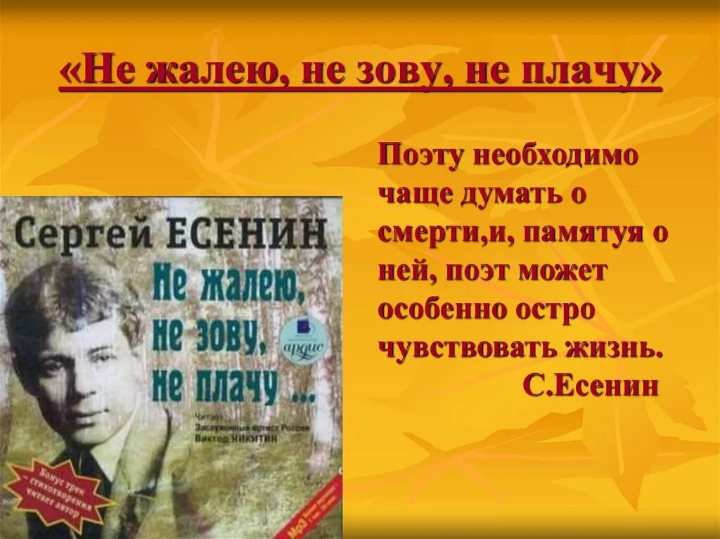 Не жалейте не зовите