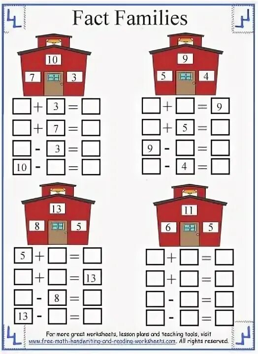 Fact families. Worksheets fact Family Grade 3. Write the fact Family for 1,4and4.