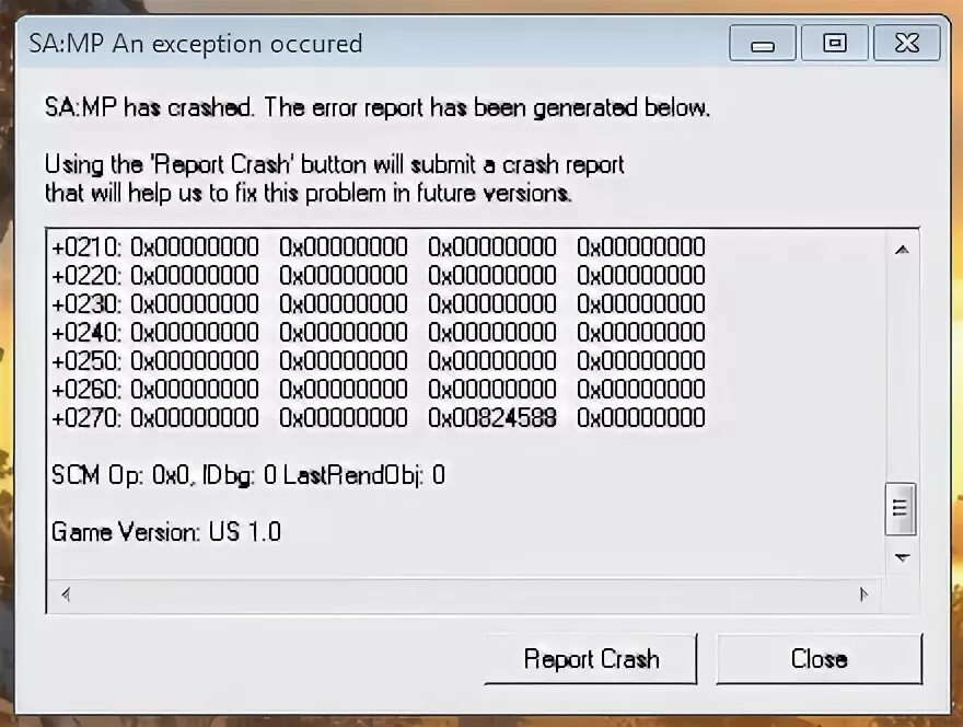 Почему крашит игры. Ошибка в сампе. Ошибка самп. Краш ошибка самп. Ошибка в ГТА самп.