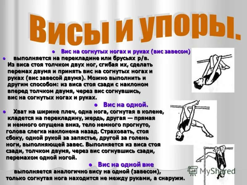 Вис 8 класс 2 часть. Висы и упоры. ВИС на согнутых руках. ВИС на согнутых руках 3 класс. Висы и упоры на уроках физической культуры.