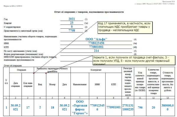 Прослеживаемые операции