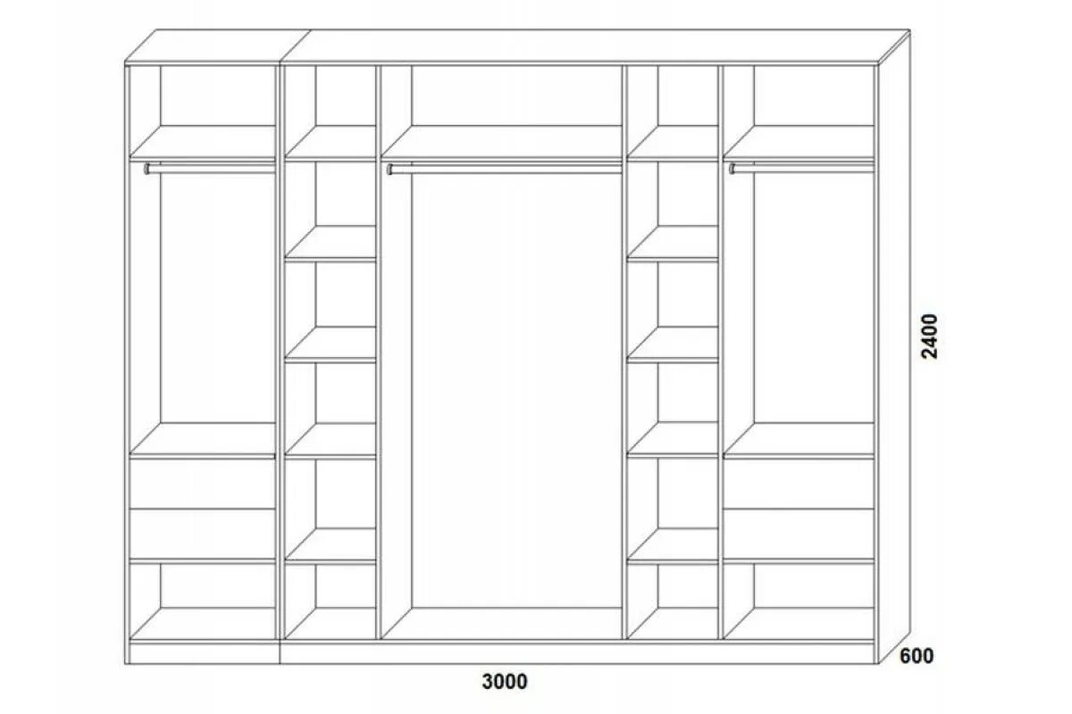 Шкаф купе шириной 3400 наполнение. Шкаф-купе наполнение 3 двери. Шкаф четырехстворчатый распашной схема. Шкаф в спальню наполнение с размерами.