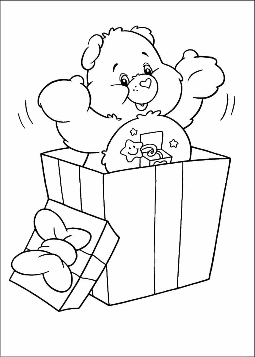 Рисовать сюрприз. Подарок раскраска. Подарок раскраска для детей. Мишка с подарком раскраска. Раскраска. Медвежонок.