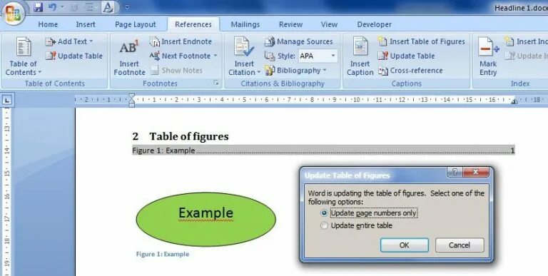 Insert one word. Insert Table of Figures. Word Insert Table. Сделать update таблицы. Table of contents.