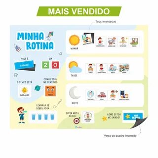 Quadro De Rotina Diária Infantil Incentivo para Atividades Menina e.
