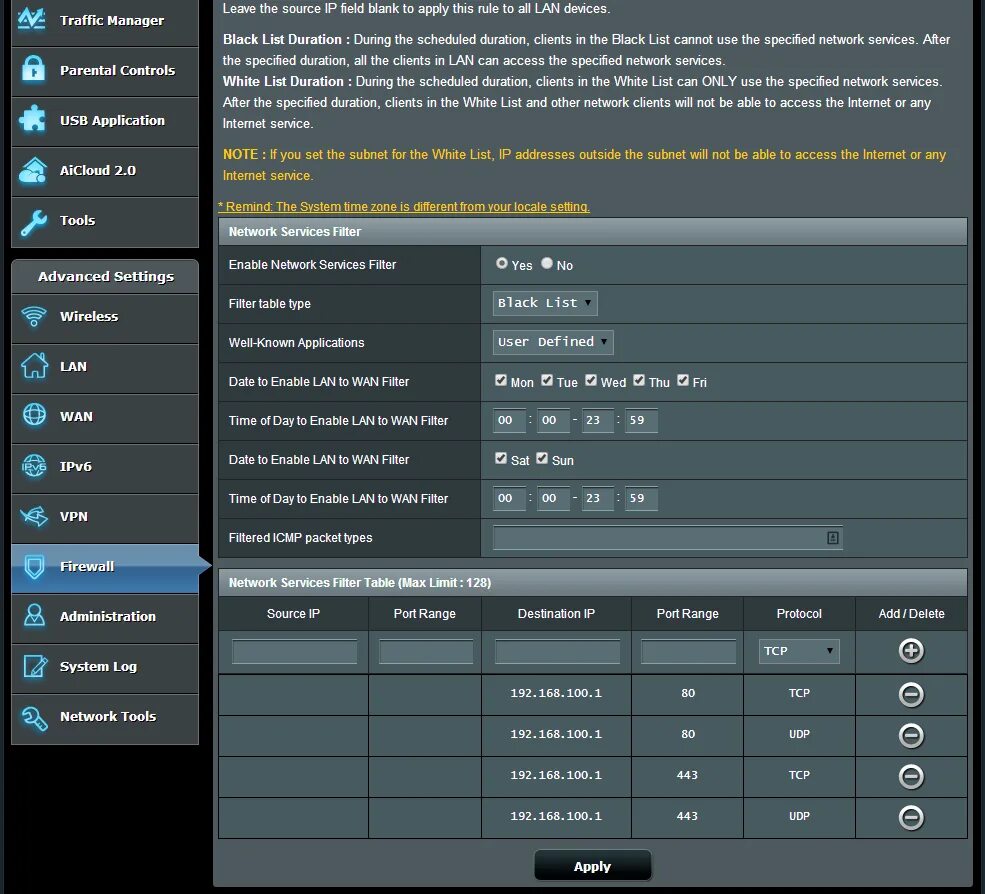 Net filtering service