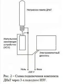 Схема подключения лампы днат