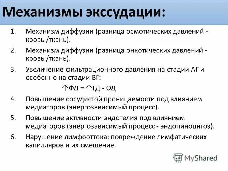 Фаза экссудации. Фаза экссудации