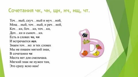 Правописание чк чн чт щн нч