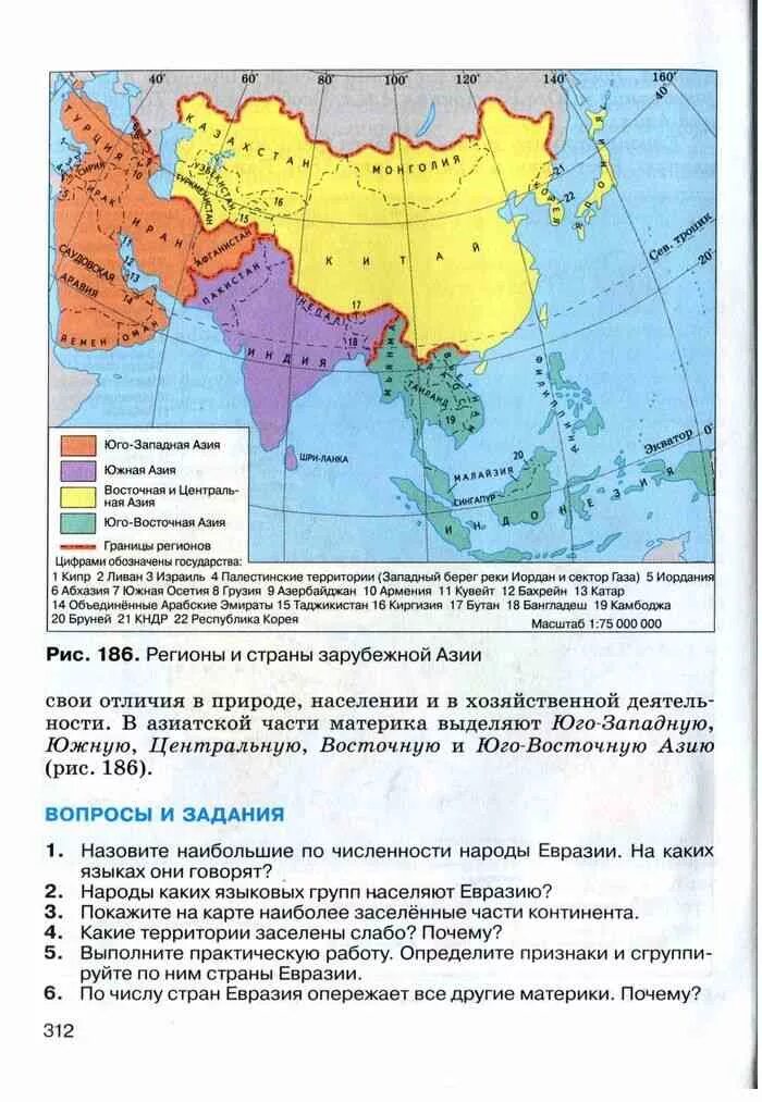 Контурные карты регионов азии. Зарубежная Азия политическая карта 7 класс. Карта государства Азии география 7 класс. География 10 класс карта регионы зарубежной Азии.