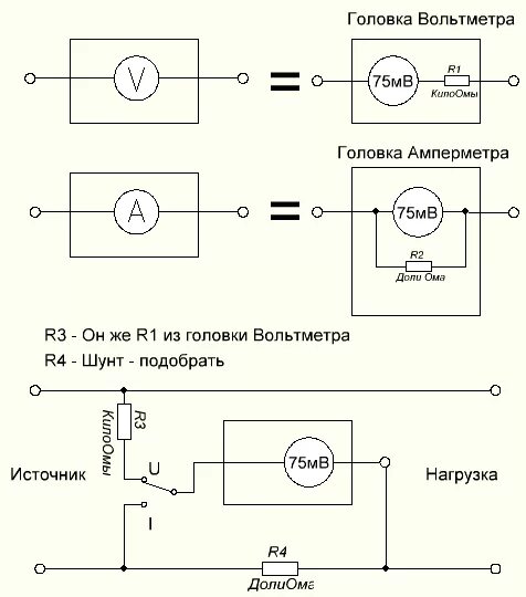 Амперметр через шунт. Схема подключения Вольм ампермет ра. Вольтметр ц24м принципиальная схема. Схема амперметр м1104. Переделка вольтметра в амперметр постоянного тока.