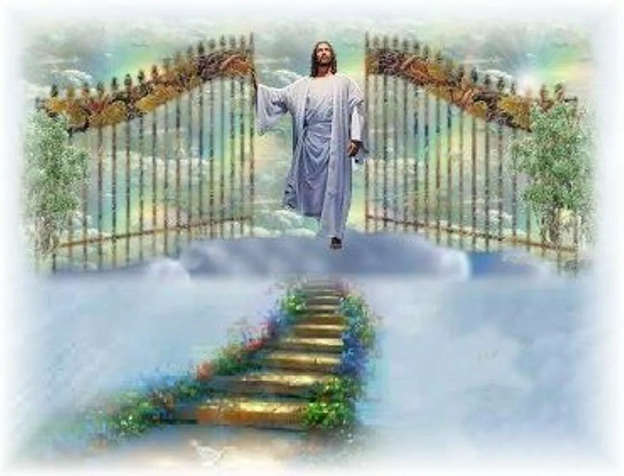Кто первым вошел в рай. Царства небесное рай врата. Лестница в рай. Господь в раю.