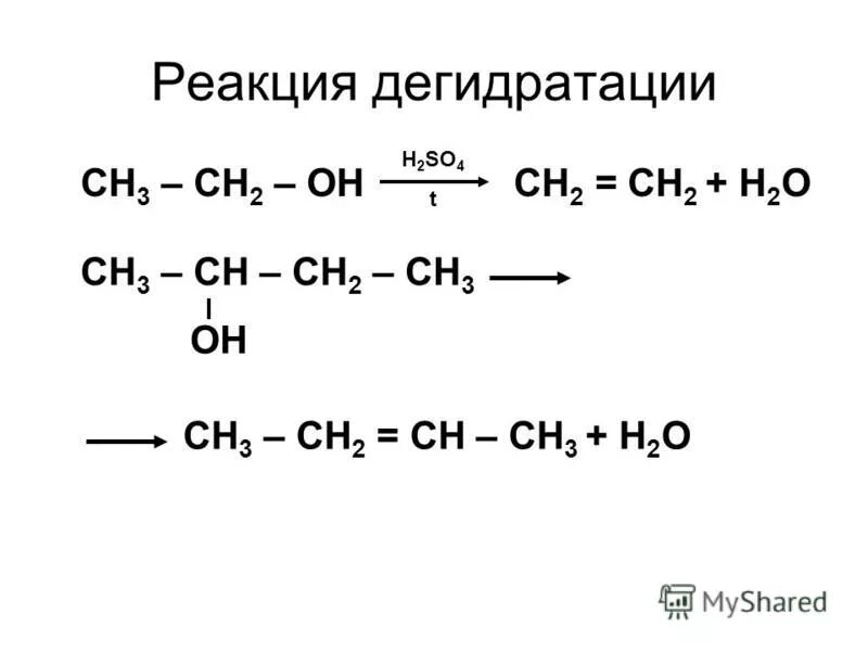 Схема реакции дегидратации