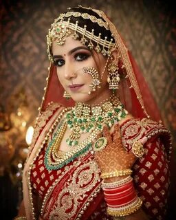 Eventila on Instagram: "Red lehenga, contrasting wedding jewelry and k...