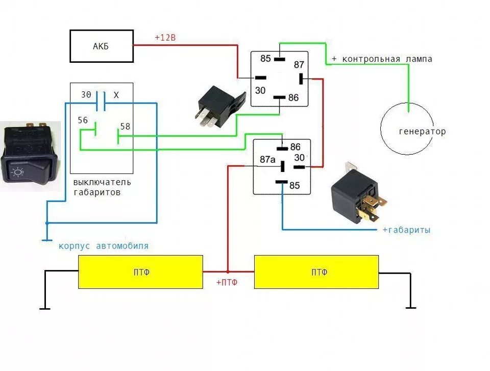 Подключить реле птф. Реле 23.3787 схема подключения туманок через реле и кнопку. Дневные ходовые огни на ниву 21213 подключение через реле. Схема подключения кнопки ПТФ Нива 21214. Схема ходовых огней Нива 21214.