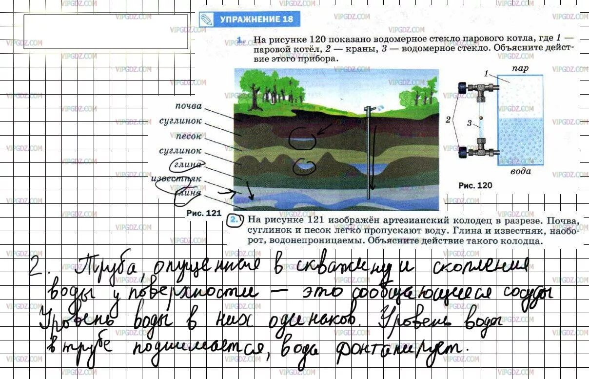 Объясните действие артезианского колодца изображенного. Артезианский колодец в разрезе. Артезианский колодец в разрезе физика 7 класс. На рисунке 121 изображен артезианский колодец. Объясните действие артезианского колодца изображенного в разрезе.