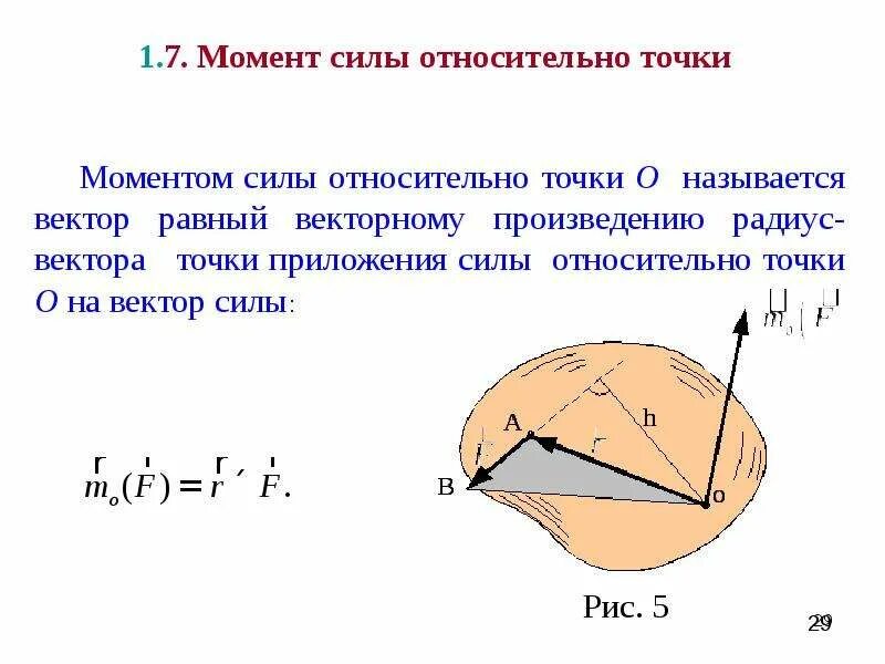 Момент силы относительно центра называется. Момент силы относительно точки. моменты силы. вектор момента силы. момент силы относительно точки на плоскости.