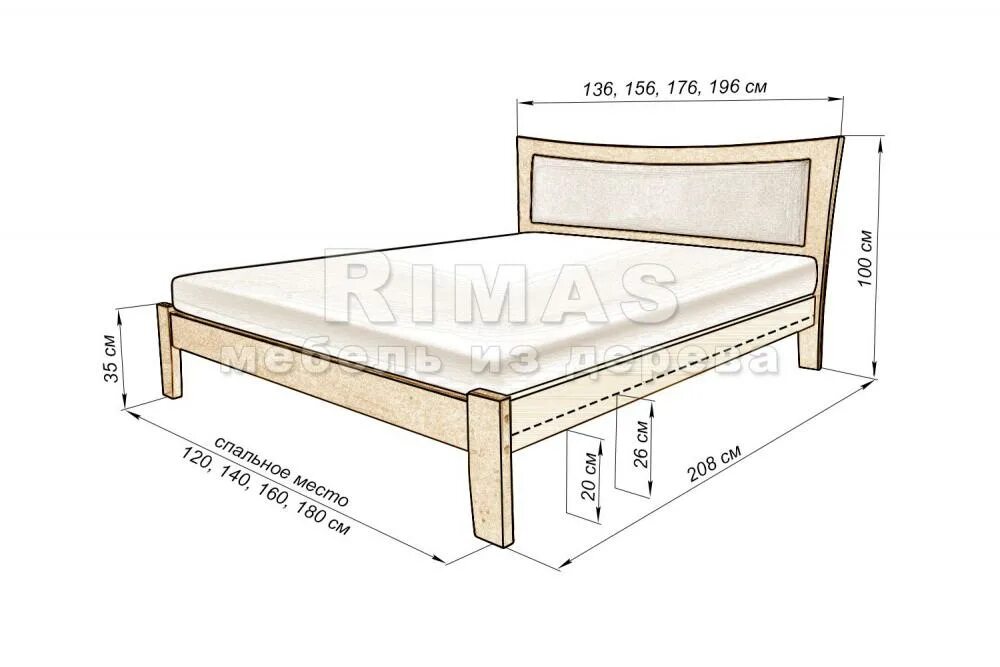 Купить кровать "Падуя" из массива дерева - Rimas-Mebel.RU