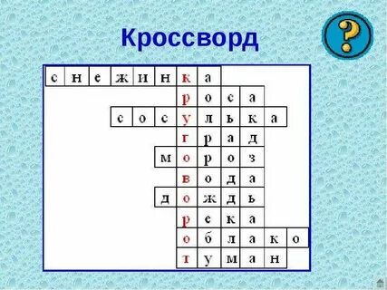Кроссворд на тему вода 3 класс
