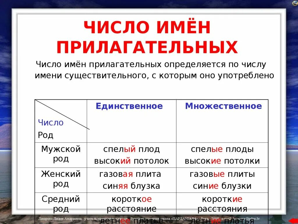 Указать число прилагательных