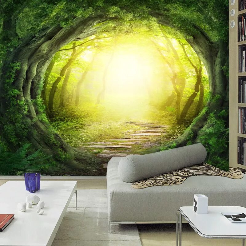 3 д и 4 д пространства. Фотообои 3d в интерьере. фотообои с изображением комнаты. фреска 3д на стену. фотообои на стену для увеличения пространства.