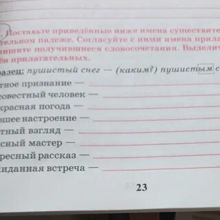 Просклоняй словосочетания выдели окончания прилагательных