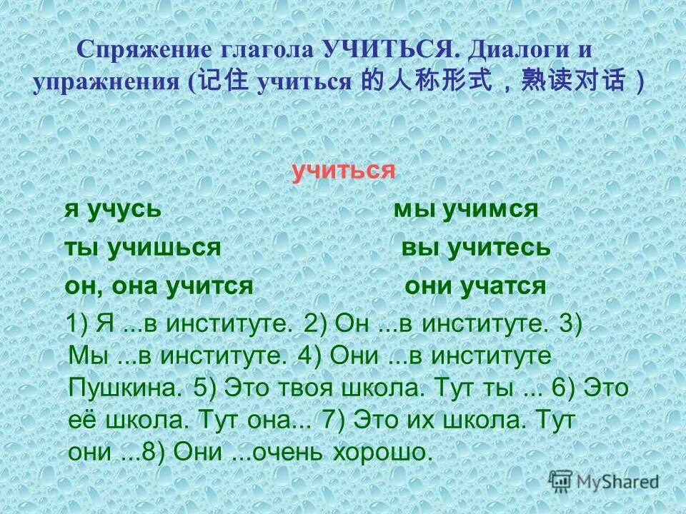 Учиться какое лицо