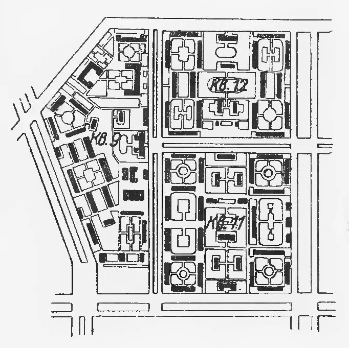 Микрорайонная застройка СССР. План застройки района Черемушки Москвы. 9 Микрорайон Черемушки. Советский план застройки Юго-Запада Москвы.
