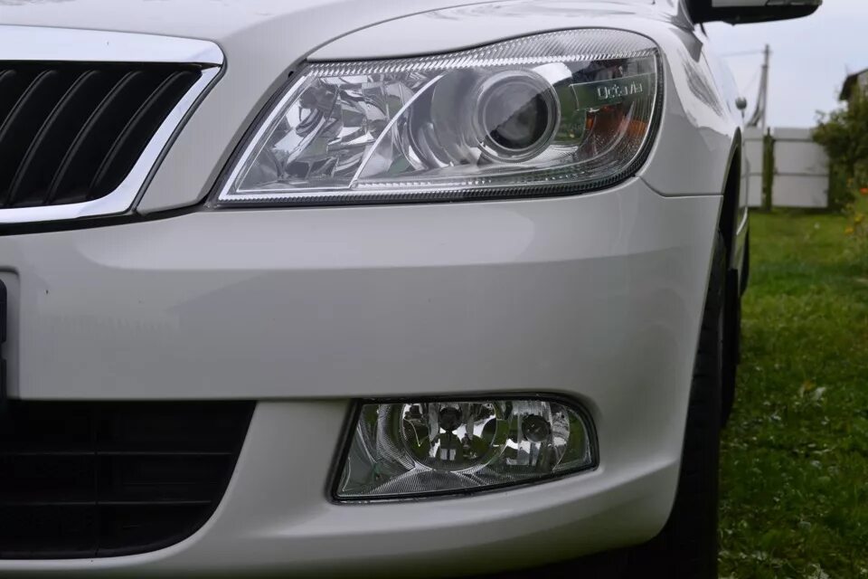 Фары на шкода октавию куплю. Фара Skoda Octavia a5 FL. Противотуманки Skoda Octavia a5 led. Skoda Octavia a5 FL противотуманки диодные.