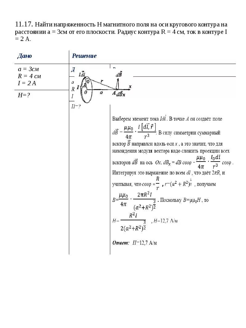 Напряженность h магнитного поля в центре. Найти напряженность магнитного поля на оси кругового контура. Напряженность магнитного поля в центре круглого витка. Напряженность магнитного поля задачи. Найти магнитную индукцию на оси кругового контура.