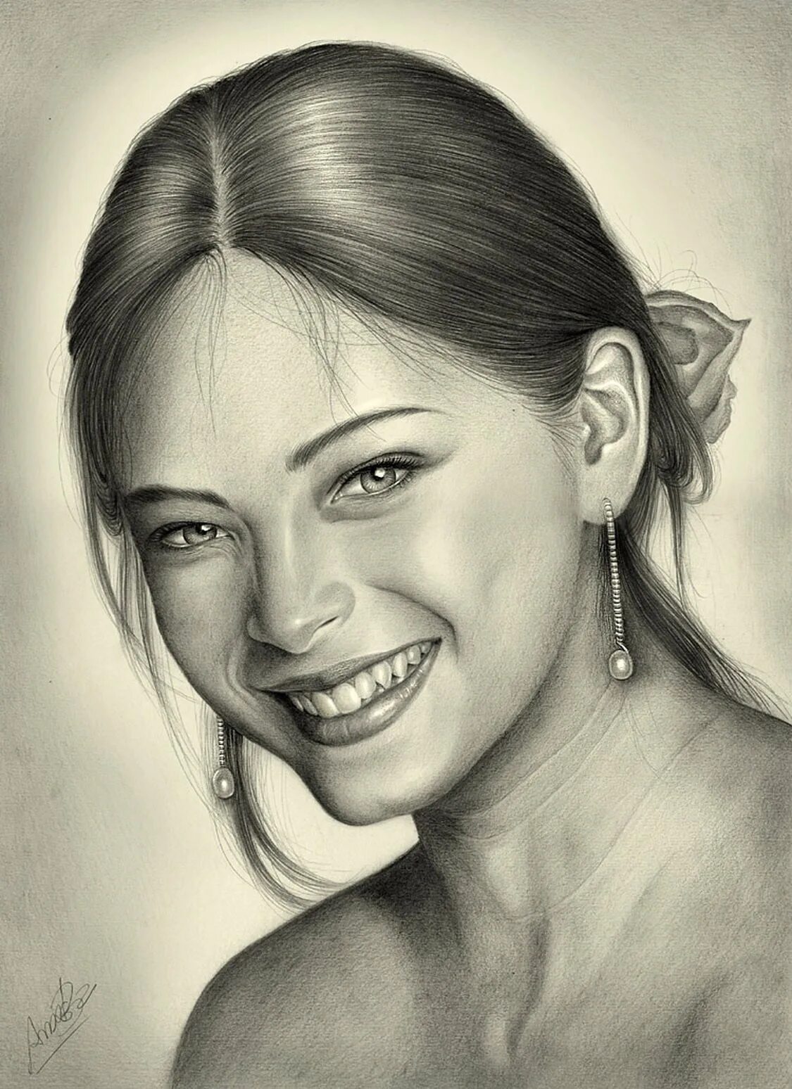 Кристин Кройк карандашом. Портрет девушки карандашом. Pencil girl