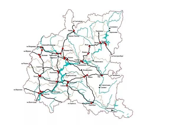 Контурные карты железные дороги. Карта железных дорог Приволжского федерального округа. Автомобильная карта Приволжского федерального округа. Приволжский федеральный округ транспортная сеть. Приволжский федеральный округ карта транспорт.