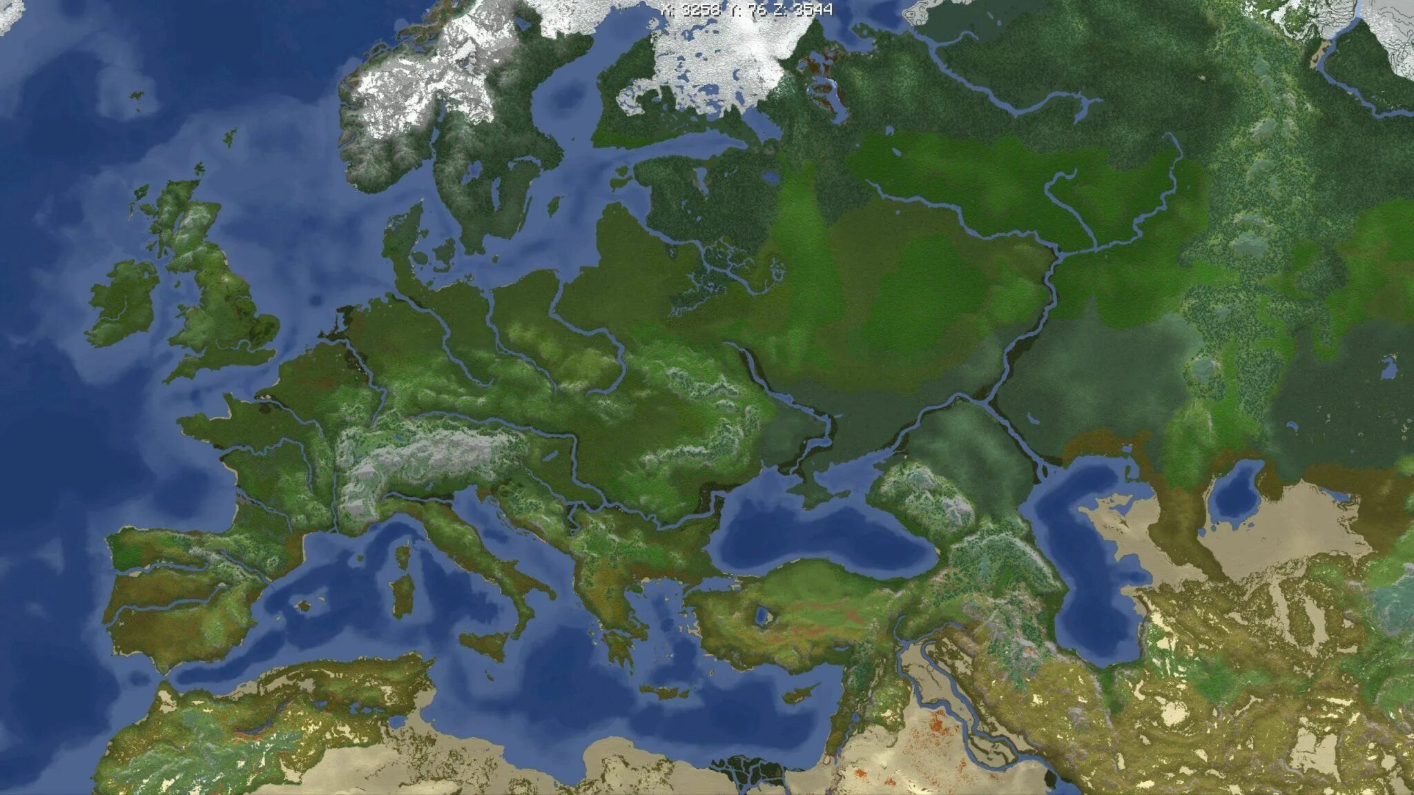 Europe Map Minecraft 1.16.5. Карта Европы в МАЙНКРАФТЕ.