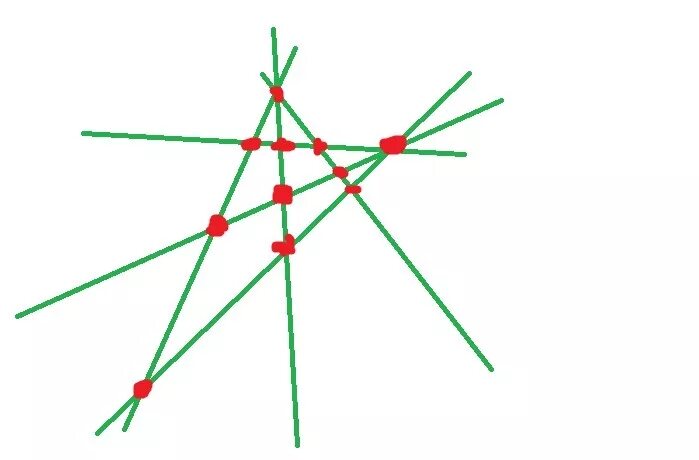 Шесть точек шесть прямых. Расположить 6 точек на 4 прямых. 6 Прямых 11 точек. Точки пересечения 6 прямых. На каждой прямой поставь точку