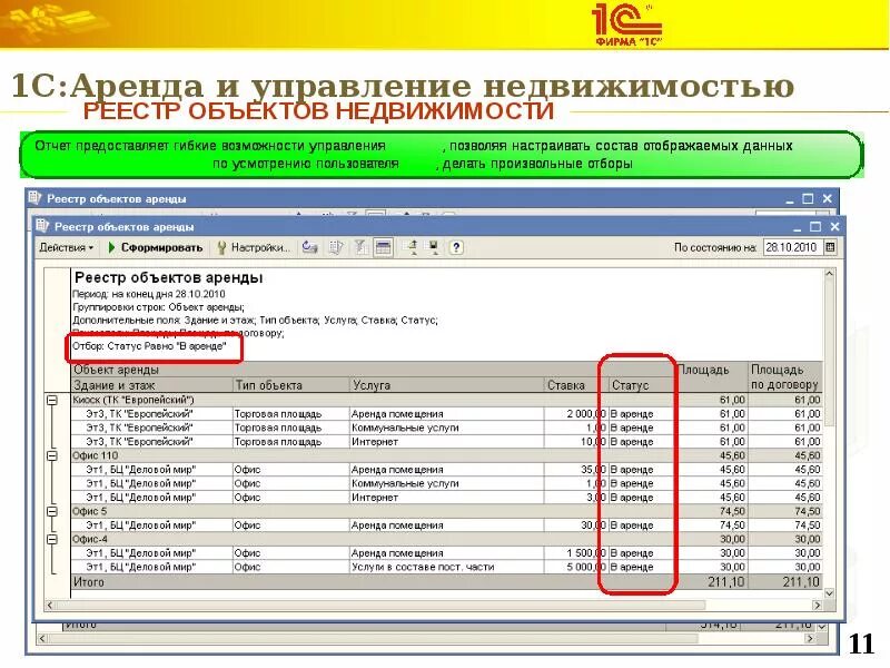 Реестр объектов недвижимости. Отчет по аренде 1с. Отчет по аренде помещения. Ведение реестра муниципального имущества в 1с. Услуги аренды 1с