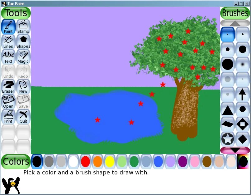 Tux paint. Рисунки в tux paint. графический редактор для детей. программа для рисования на компьютере для детей.