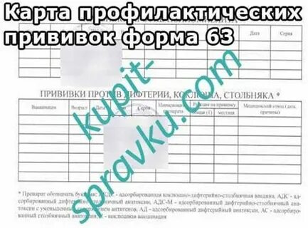 Бланк формы 63 карта профилактических прививок