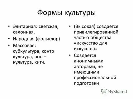 Тест формы культуры 8 класс