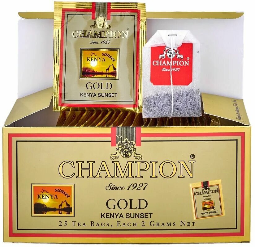 Чай чемпион кения. Чай champion gold. чай чемпион 100 пакетов закат кении. чай чемпион золотой кенийский закат.