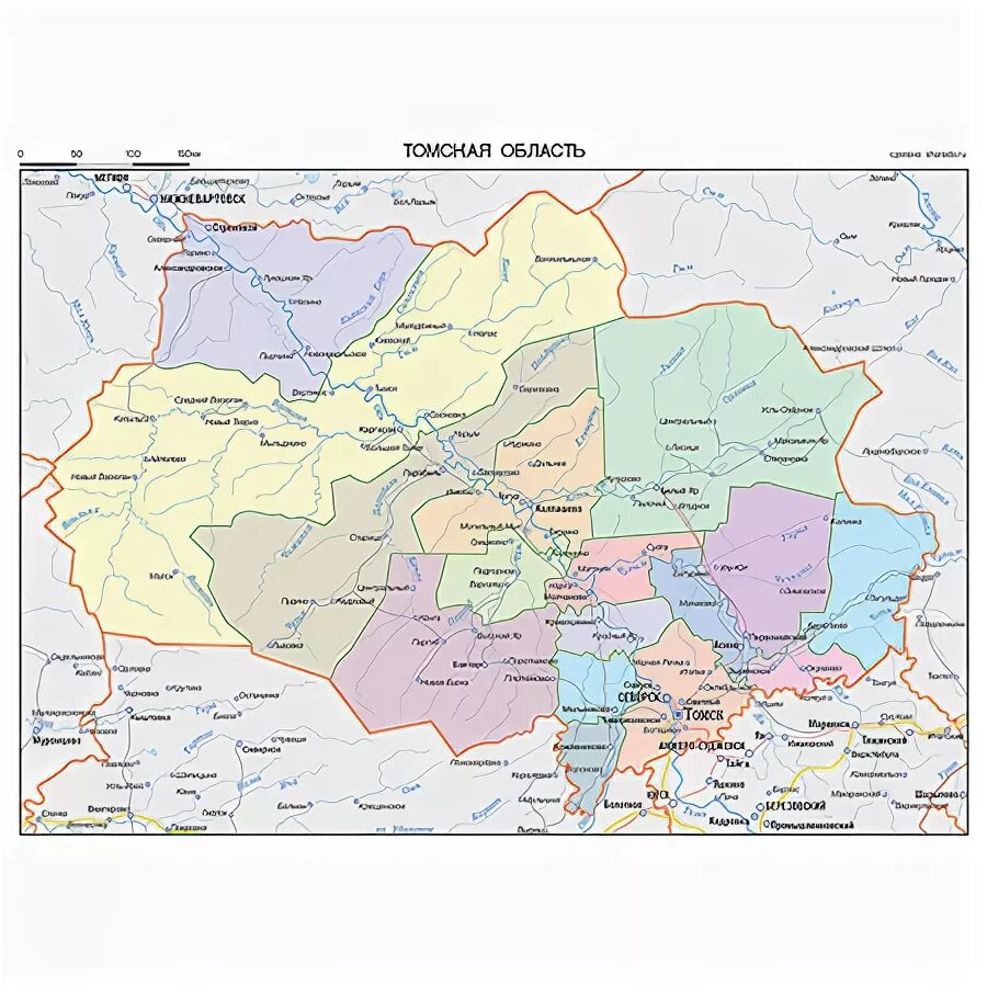 Города томской области карта. Карта административного деления Томской области. Карта Томской области с районами. Карта Томской области с населенными. Административная карта Томской области.
